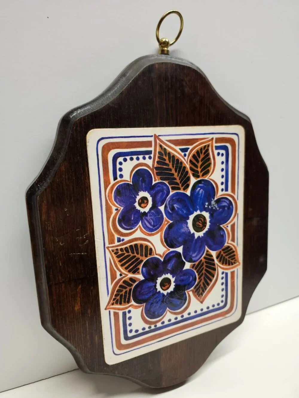 Handmade Wooden Wall Plaque Retro Floral NYC Made Vintage 70s - Picture 2 of 11